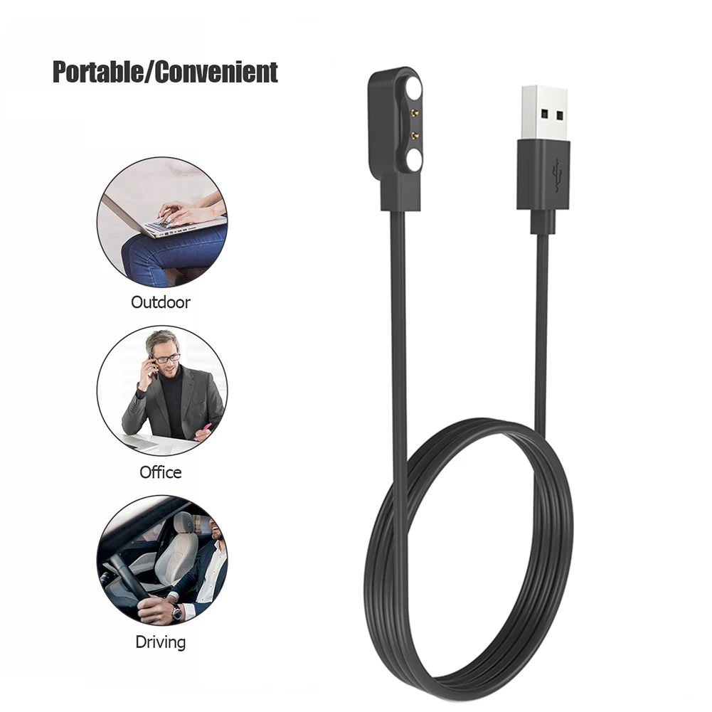 Portable Magnetic Watch Charger Cable 1M USB Power Cord Compatible with Zeblaze Vibe 7 Pro Smart Watch Black Color