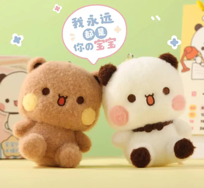 

Оригинальная подвеска в виде панды, бубу и Иера, куклы, милая мультяшная кукла-медведь панды, подвеска на рюкзак, милый брелок, кулон, подарки для пары