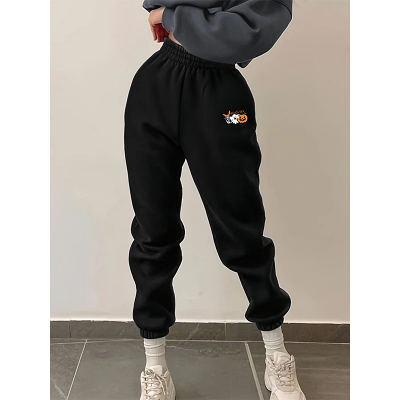 

Autumn Women's Trousers Fashion Casual Loose Halloween Pumpkin Print Elastic Waist Women's Drawstring Trousers Nine-minute Pants