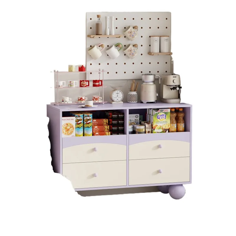 

French dopamine contrasting color purple side cabinet living room coffee corner bar counter solid wood large capacity
