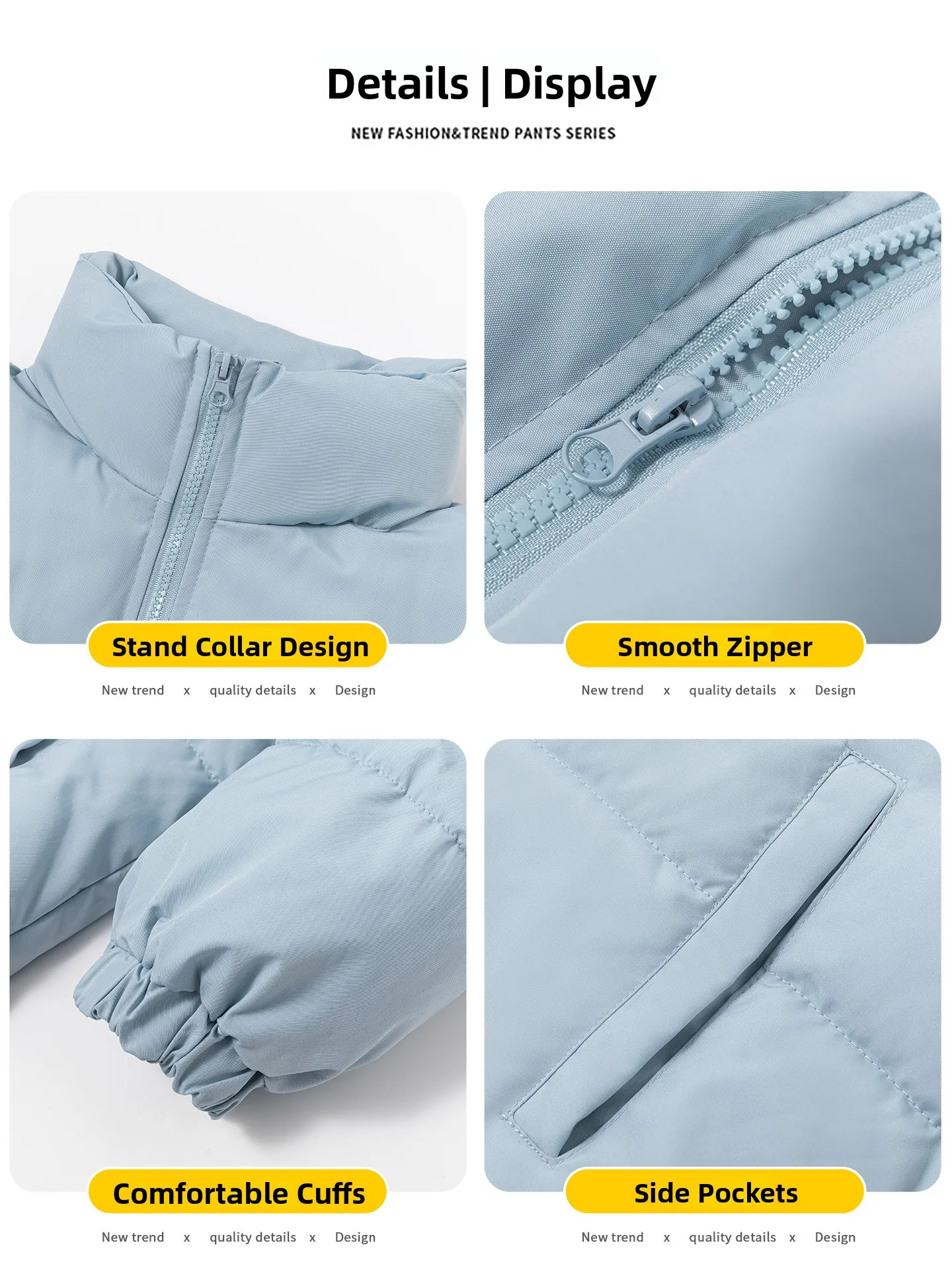 

Trendy Thiened Cotton Jaet Men's Autumn Winter Warm Pure Color Casual Winter Clothes Bread Cotton Coat Loose Fit Youth