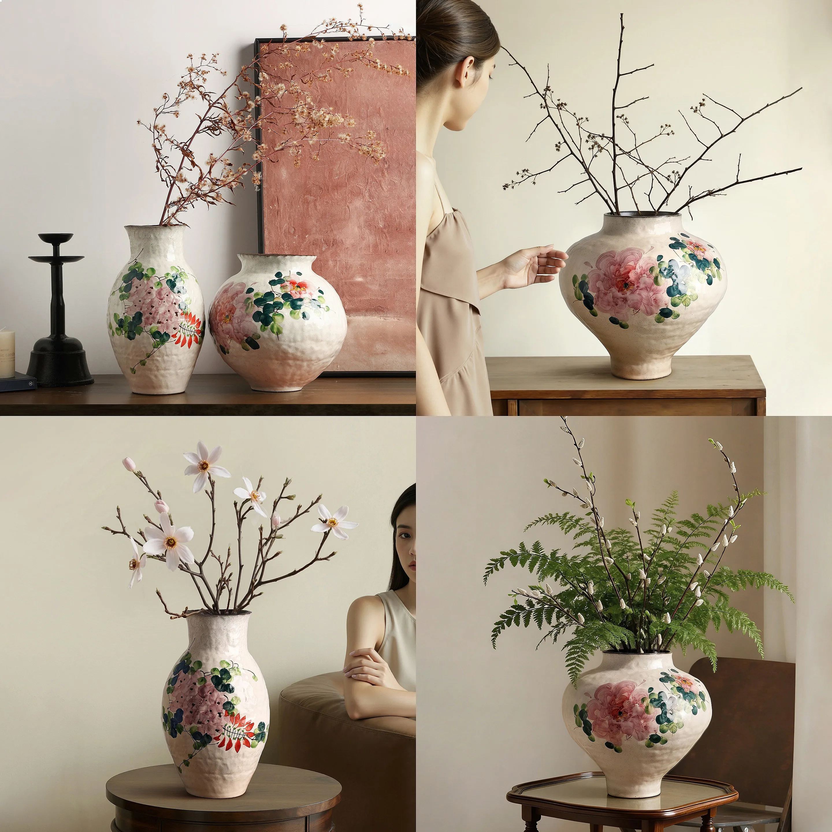Jingdezhen Ceramic Vase for Living Room Table, Hotel, Home Decor, Elegant Vase, Hydroponic Planter