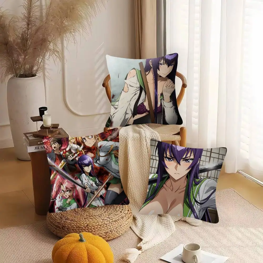 Anime HIGHSCHOOL OF THE DEAD Cute Cartoon L Game Cushion Cover Pillowcase Upholstery Sofa Throw Pillow Home Decor Pillowcas
