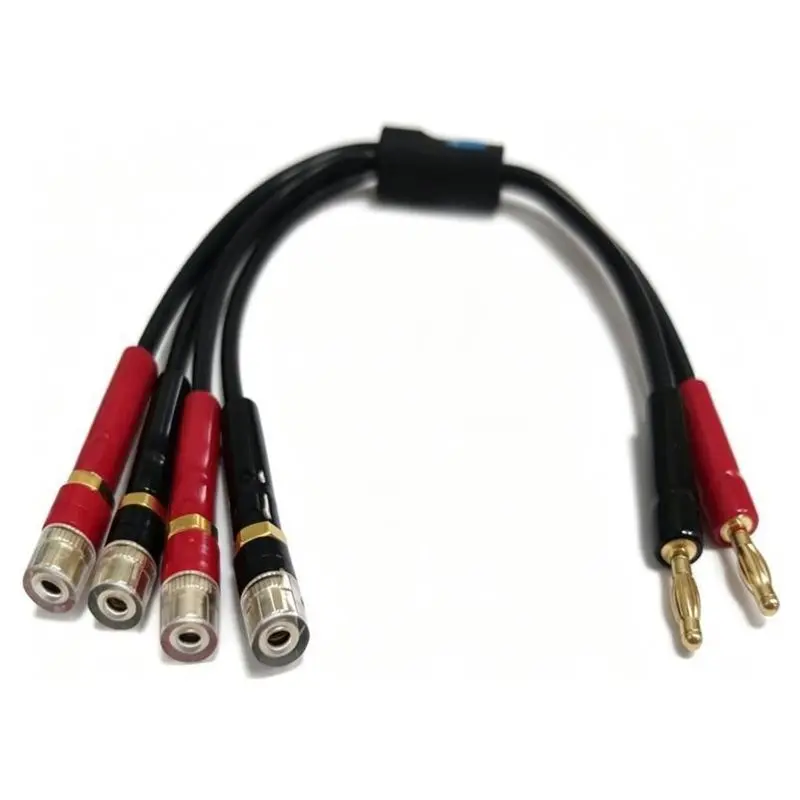 [ABFI!】 Dual Banana Plugs Splitter Cable 2 Banana Male To 4 Terminal Jack Adapter Terminal Jack Adapter