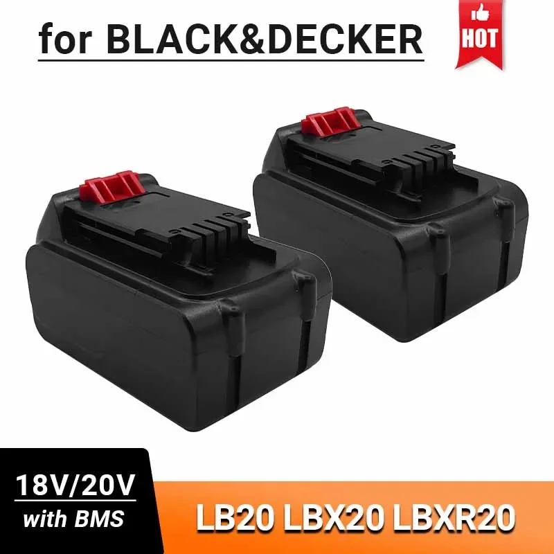 100% High Quality 18V/20V 12.8Ah Li-ion Rechargeable Battery for BLACK&DECKER LB20 LBX20 LBXR20 Power Tool Replacement Battery