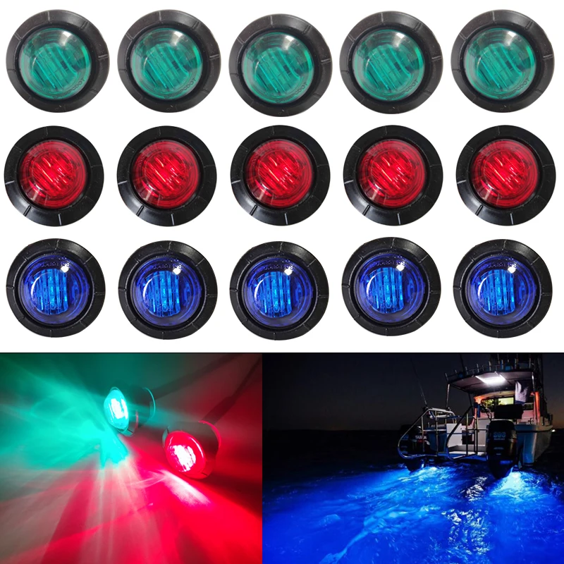 

5PCS LED Судовые навигационные огни 12V 24V Водонепроницаемые навигационные огни Судовые яхты предупреждающие огни синий красный зеленый