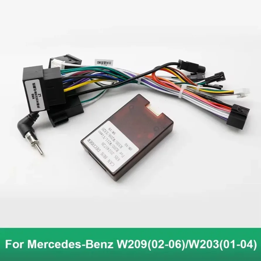 Car 16pin Audio Wiring Harness Adapter With Canbus Box For Mercedes-Benz W209(02-06)/W203(01-04) Stereo Installation