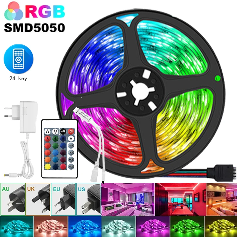 

24 button LED 5050RGB 12V room LED light with 5m/7.5m/10m bedroom study atmosphere light DIY living decoration