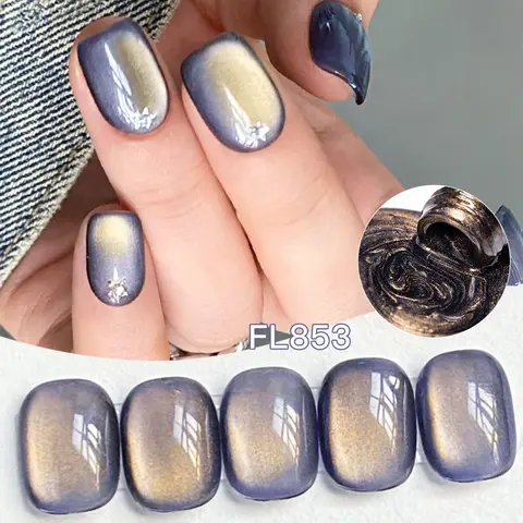 10ml Soft Golden Glass Cat Magnetic Gel Polish for Punk Style Water-light Nail Art Gel Varnis Gold Glitter Soak Off UV LED Gel
