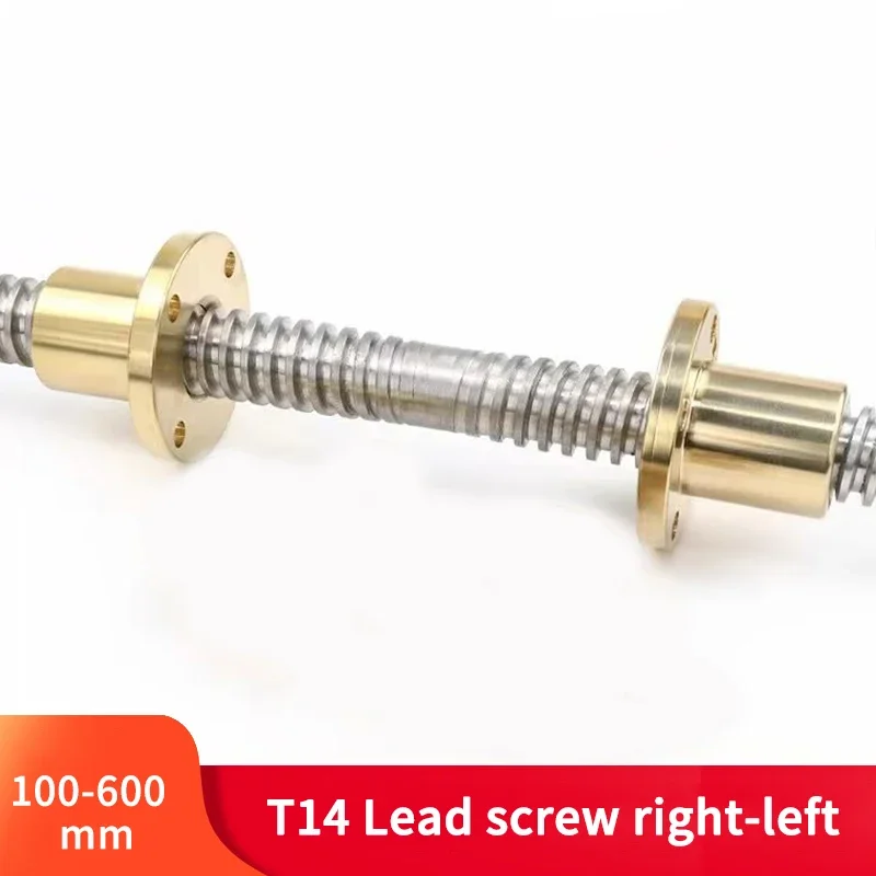 1PC 304 stainless steel T14 Lead Screw right-left length100-1000mm OD 14mm Lead 3mm with nut for 3D Printer part