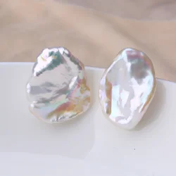 Natural freshwater baroque irregular pearl earrings for woman trendy 925 sterling silver earpins simple temperament 15-28mm EAD