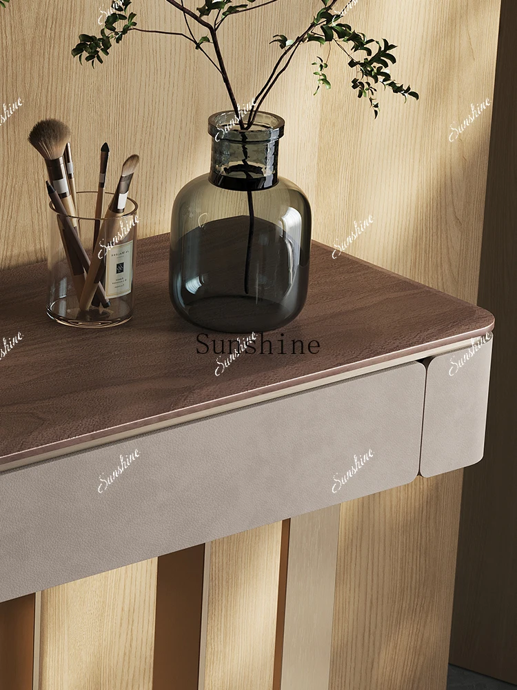 

Light luxury simple bedroom advanced, storage cabinet integrated makeup table small apartmentYY