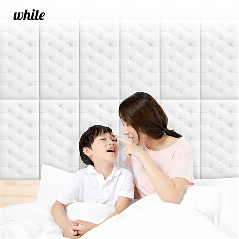 3D Three-dimensional Soft Package Self-adhesive Tatami Wall Paste Headboard Crash Pad Waterproof Thickened Wall Panel 60x30cm