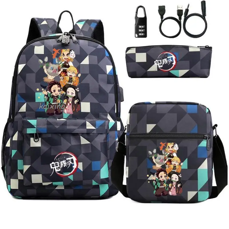 Mochila escolar Kamado Nezuko Demon Slayer para adolescentes y niños, bolsa para ordenador portátil, bolso de hombro informal, estuche para lápices,