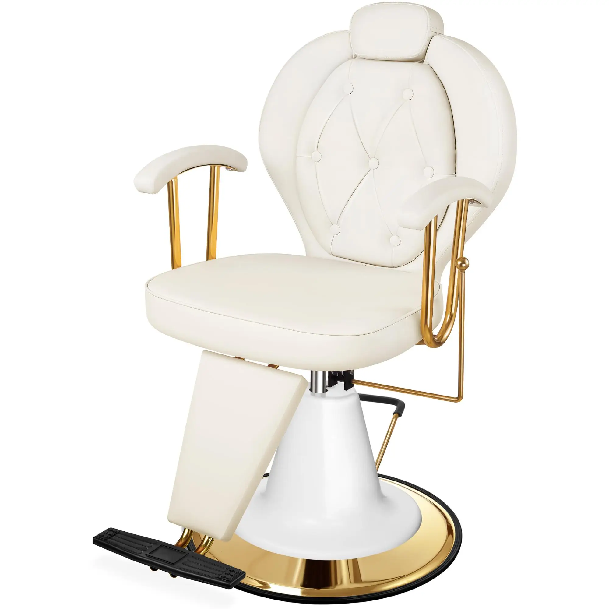 Baasha Reclining Salon Chair for Hair Stylist, All-Purpose Hair Chair with Heavy-Duty Hydraulic Pump and Removable Headrest