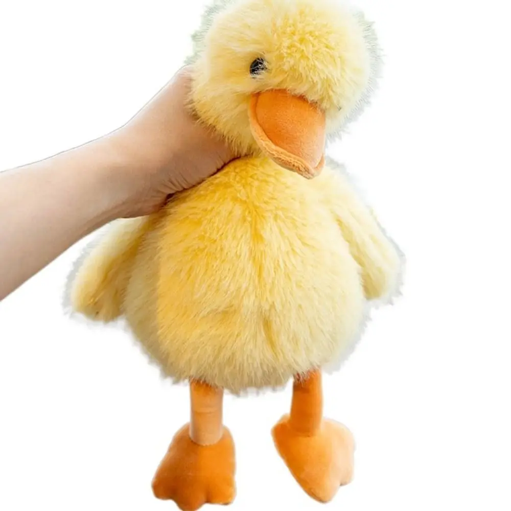 Simulation Yellow Duck Plush Lifelike Goose Sleeping Long Hair Duck Plushies Stuffed Animals Kawaii Duck Stuffed Doll