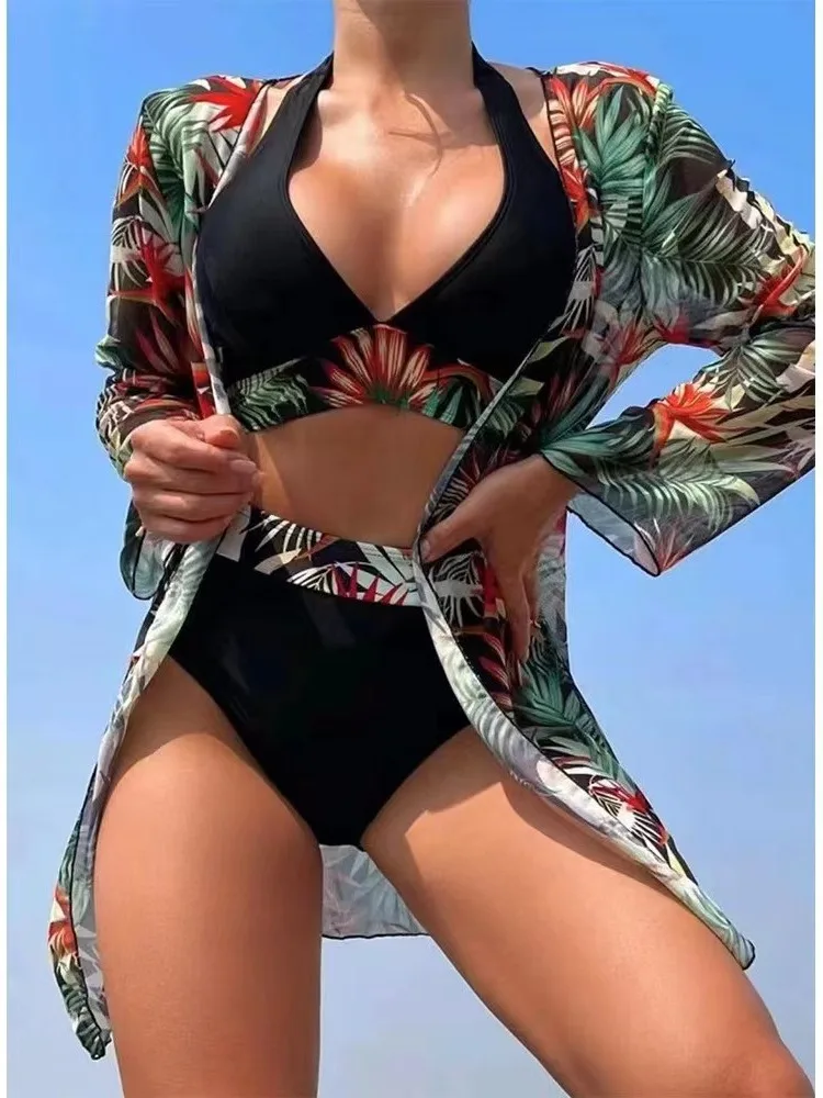 Swimsuit women\'s three-piece swimsuit bikini hot swimsuit covers the flesh and looks thin 2024 new style