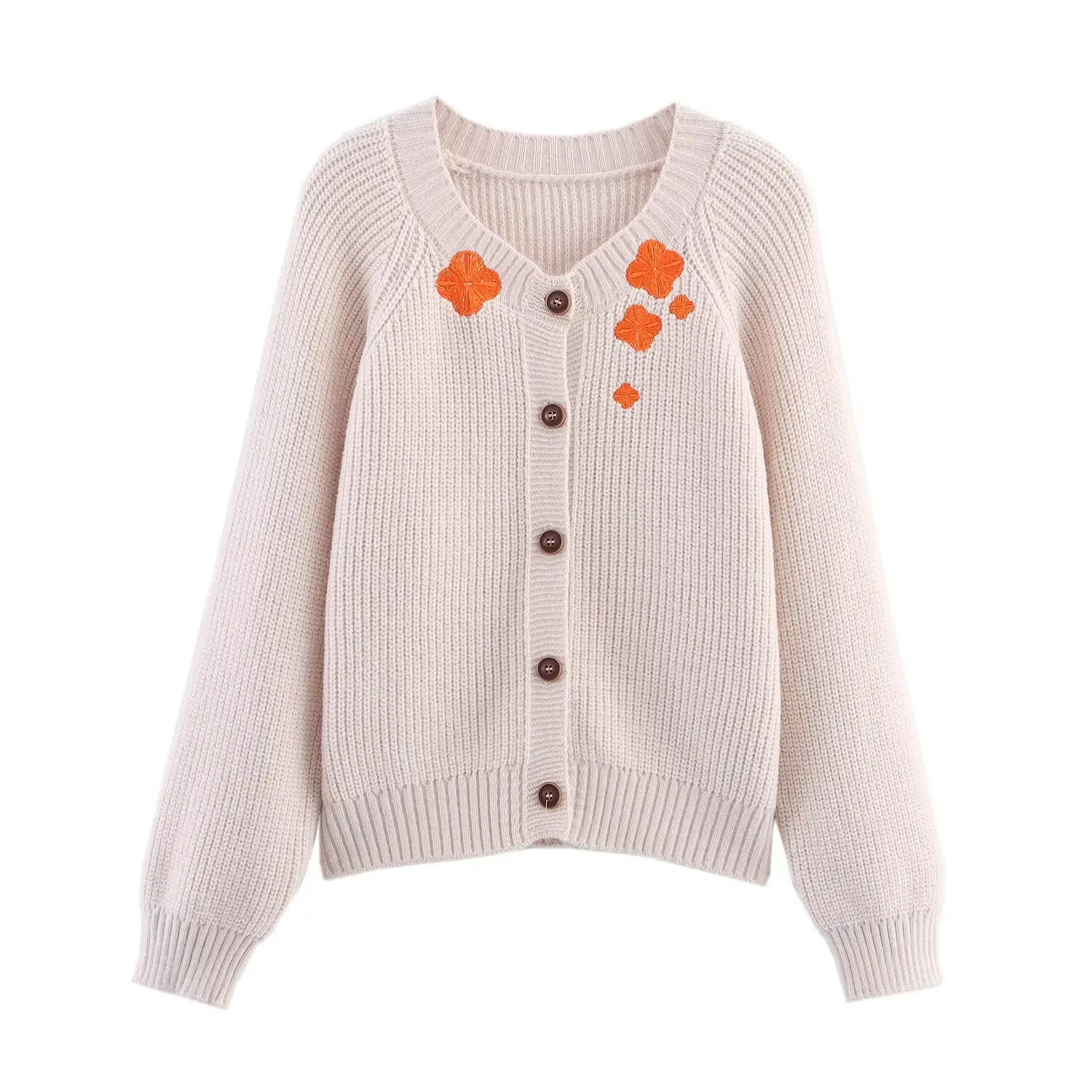

Cross-border new product high-quality early autumn jacket jacquard embroidery simple style knitted sweater cardigan top