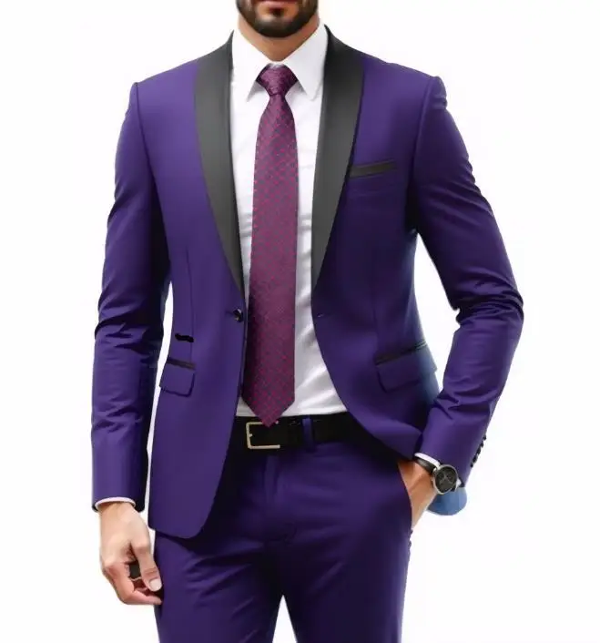 Herren-Blazer, schmale Passform, Anzugjacke, 1-Knopf-Samt, Schalkragen, Hochzeit, formelle Anzugjacke – Detail 5