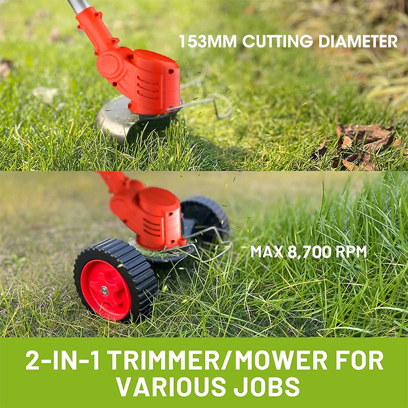 Portable Handheld Rechargeable Grass Cutter Battery Brush Cutter Electric Grass Trimmer Cordless Lawn Mower Power String Trimmer