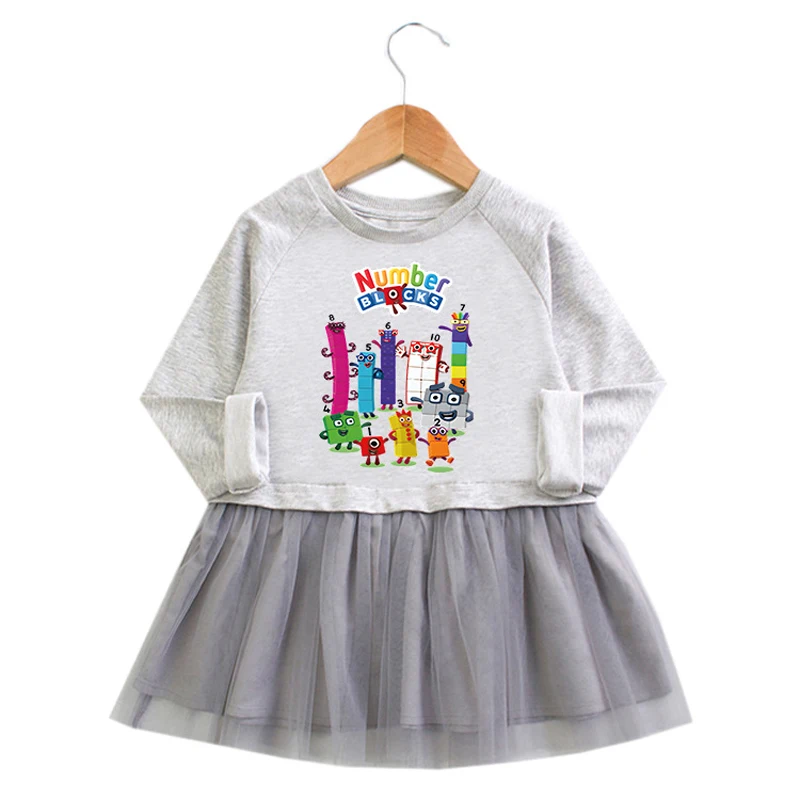 Toddler Girl Autumn Long Sleeve Tutu Party Birthday Dresses Children Fashion Number Pattern 2-7Y Kid Girl Dress