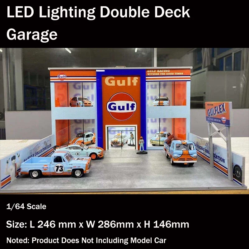 

Assemble Diorama LED Lighting Double Deck Garage Model Car Station Parking Lot - Gulf Version 1:64