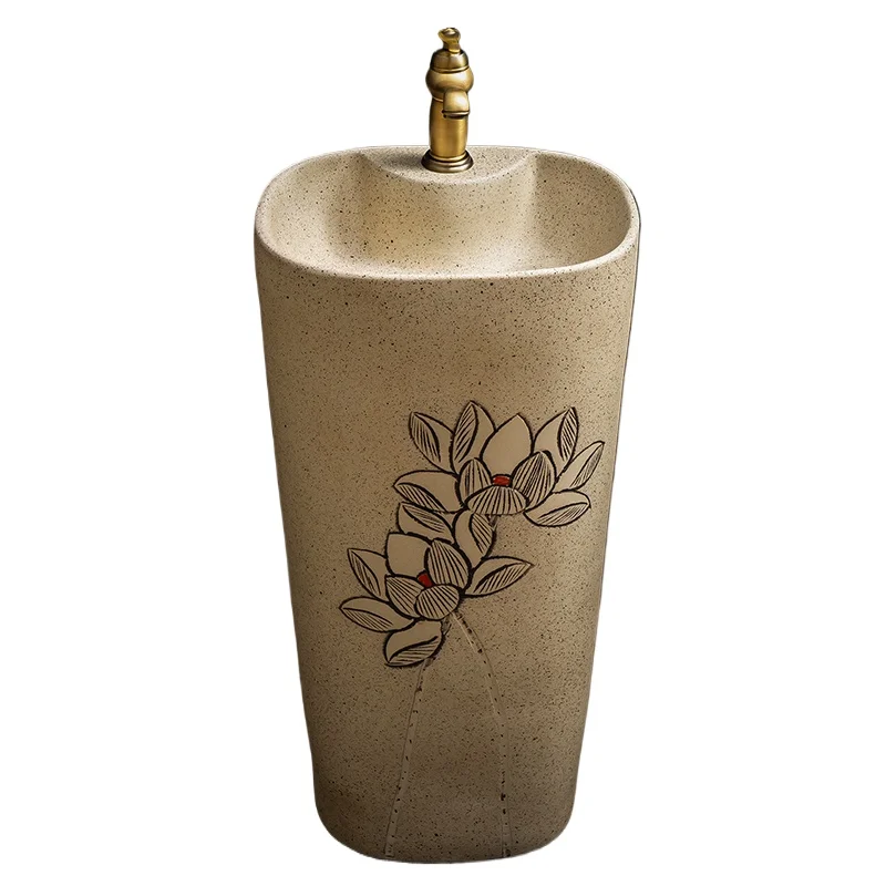 

Керамическая раковина на столбе Вертикальная раковина на балконе Интегрированный бассейн напольного типа Бытовая раковина