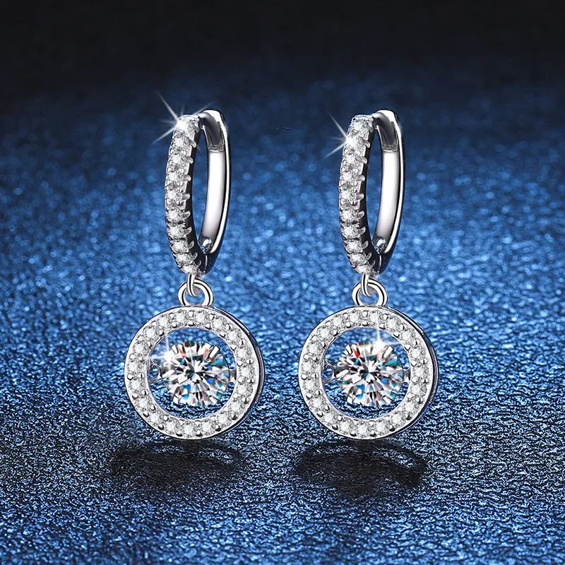 

18K platinum diamond smart plated PT950 platinum earrings moissanite 50 points D color simple temperament earrings