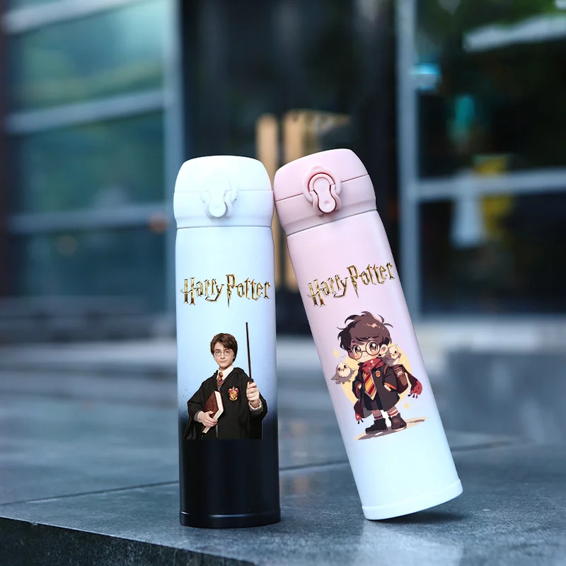 Disney Miniso Harry Potter Outdoor Sports 500ml Portable Stainless Steel Water Bottle Drinking Cup Children's Student Gift