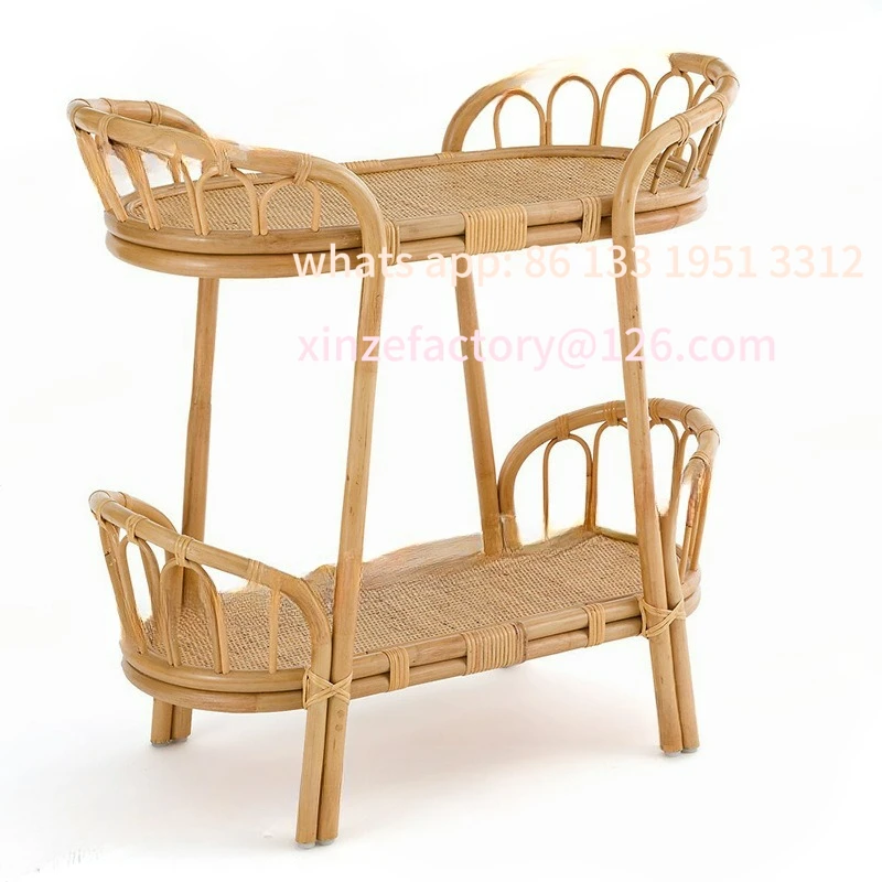 

Customizable Indonesian agate rattan Malu shelf double layer household storage shelf bookshelf bb frame storage basket two layer