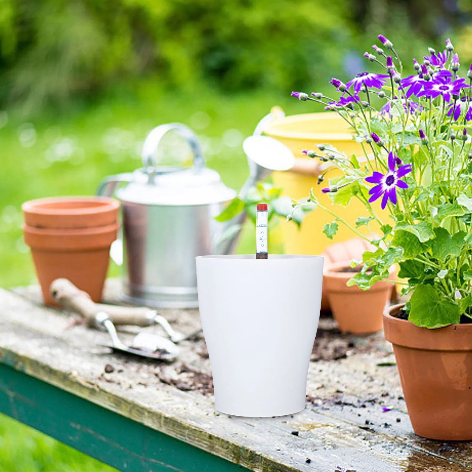 

Self Watering Self-Absorbent Flowerpot Watering Planter Pots for Indoor Plants Decor White Modern Houseplants Container