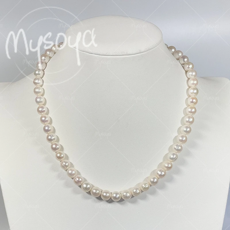 

MYSOYA 7-8mm Classic White Freshwater Pearl Necklace for Birthday/Anniversary/Wedding/Mother's Day/Father's Day Gift A0477