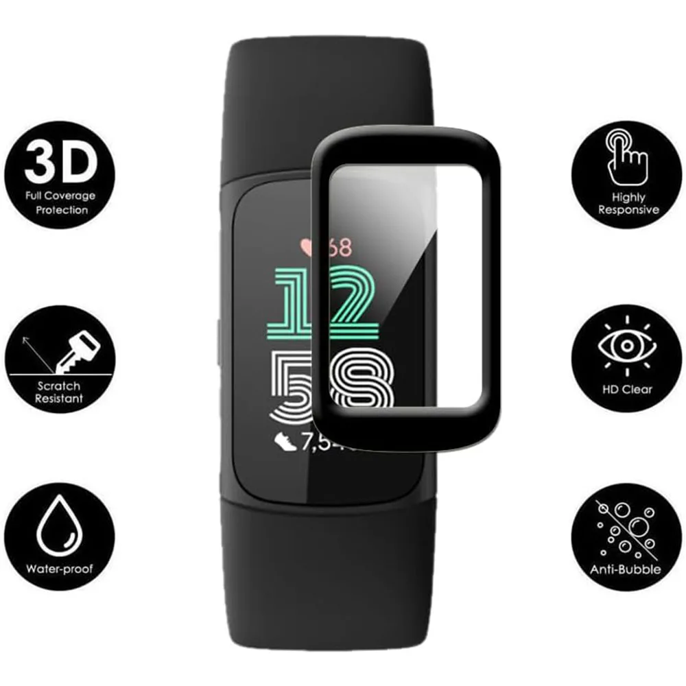 Protezione della copertura della pellicola protettiva morbida 3D Full Edge per Fitbit Charge 6 Smart watch Screen Protector Cover ultrasottile curva