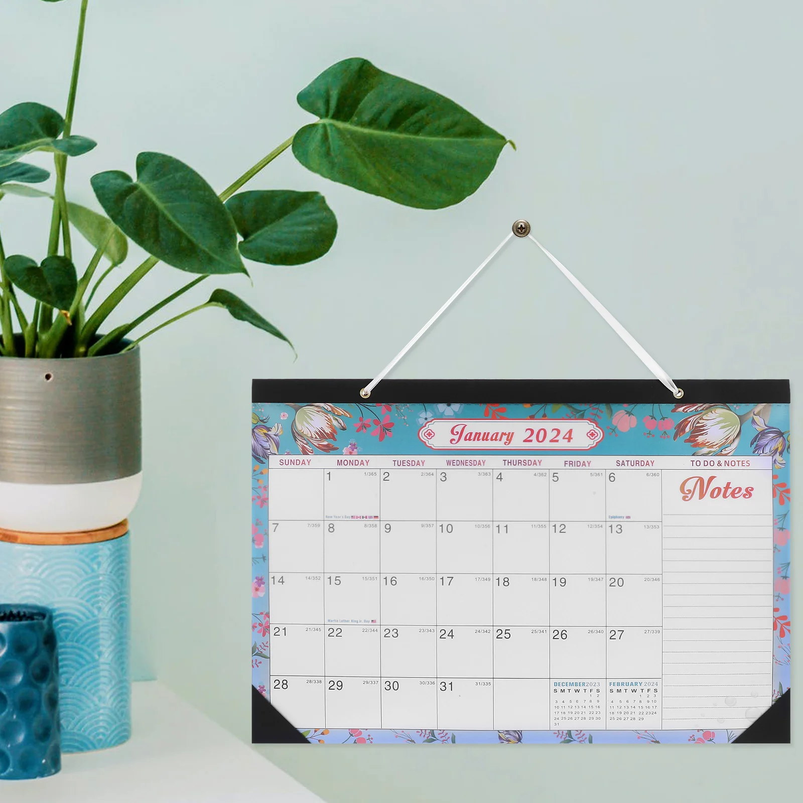 

2024 2025 English Wall Monthly Calendar For Home Office With Blank Holidays Household Hanging Clear Printed