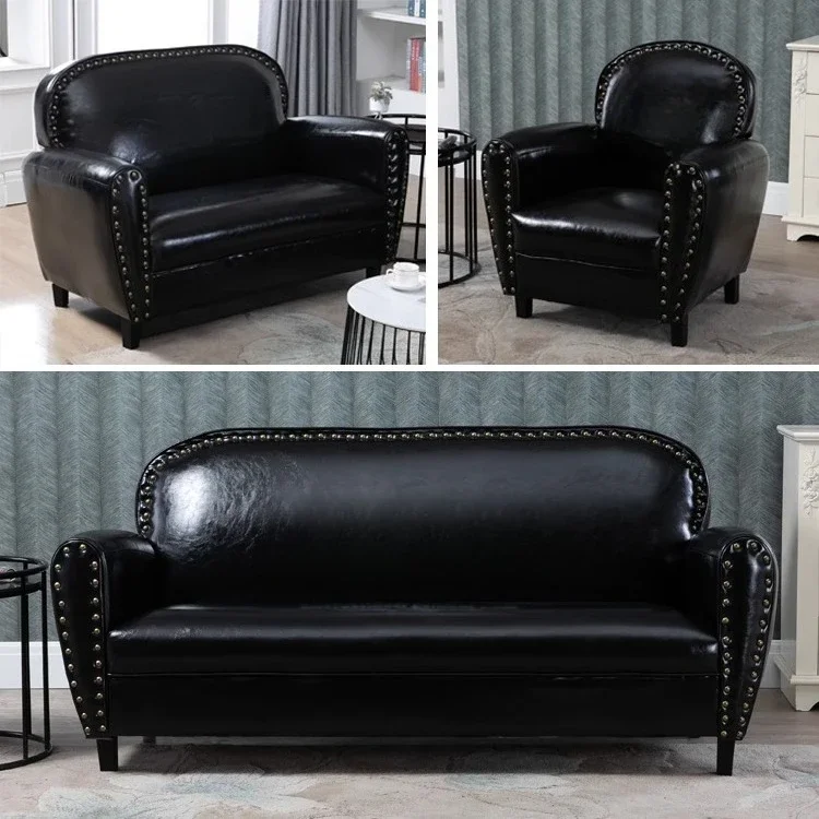 American retro double bar, cafe booth, single triple leather sofa