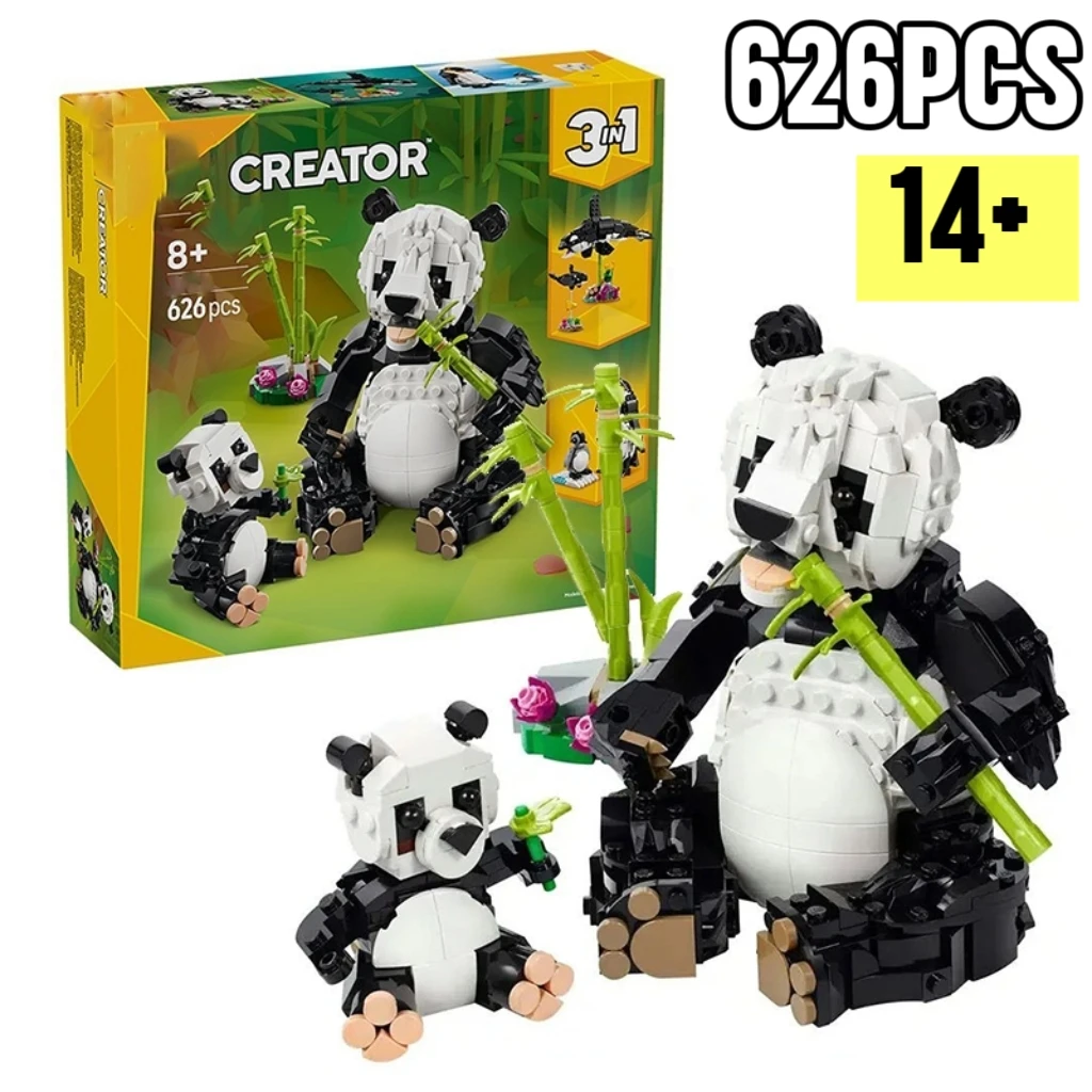 

2025 NEW Wild Animals Panda Family 3in1 Compatible with for Boys and Girls Home Decor Building Block Christmas Gifts 31165