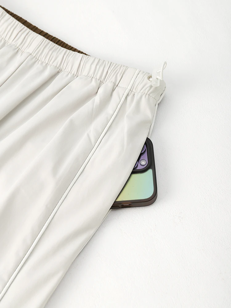 Pantaloni coreani minimalisti a blocchi di colore da donna - Pantaloni sportivi larghi ad asciugatura rapida in vita elastica estiva