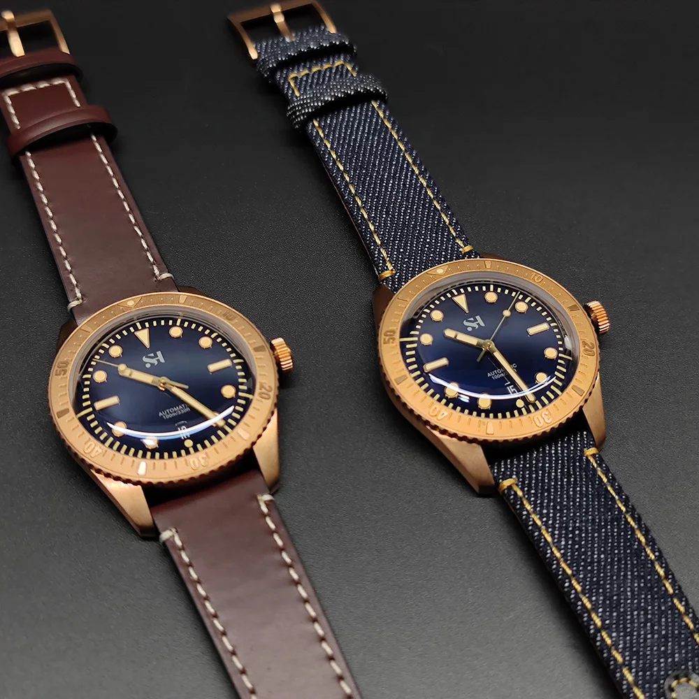 SEA HORIZON SH01 SH02 Herren Bronze Automatik-Taucheruhr CuSn6 42mm PT5000 SW200 Doppelt gewölbtes Saphirglas 100M – Detail 5