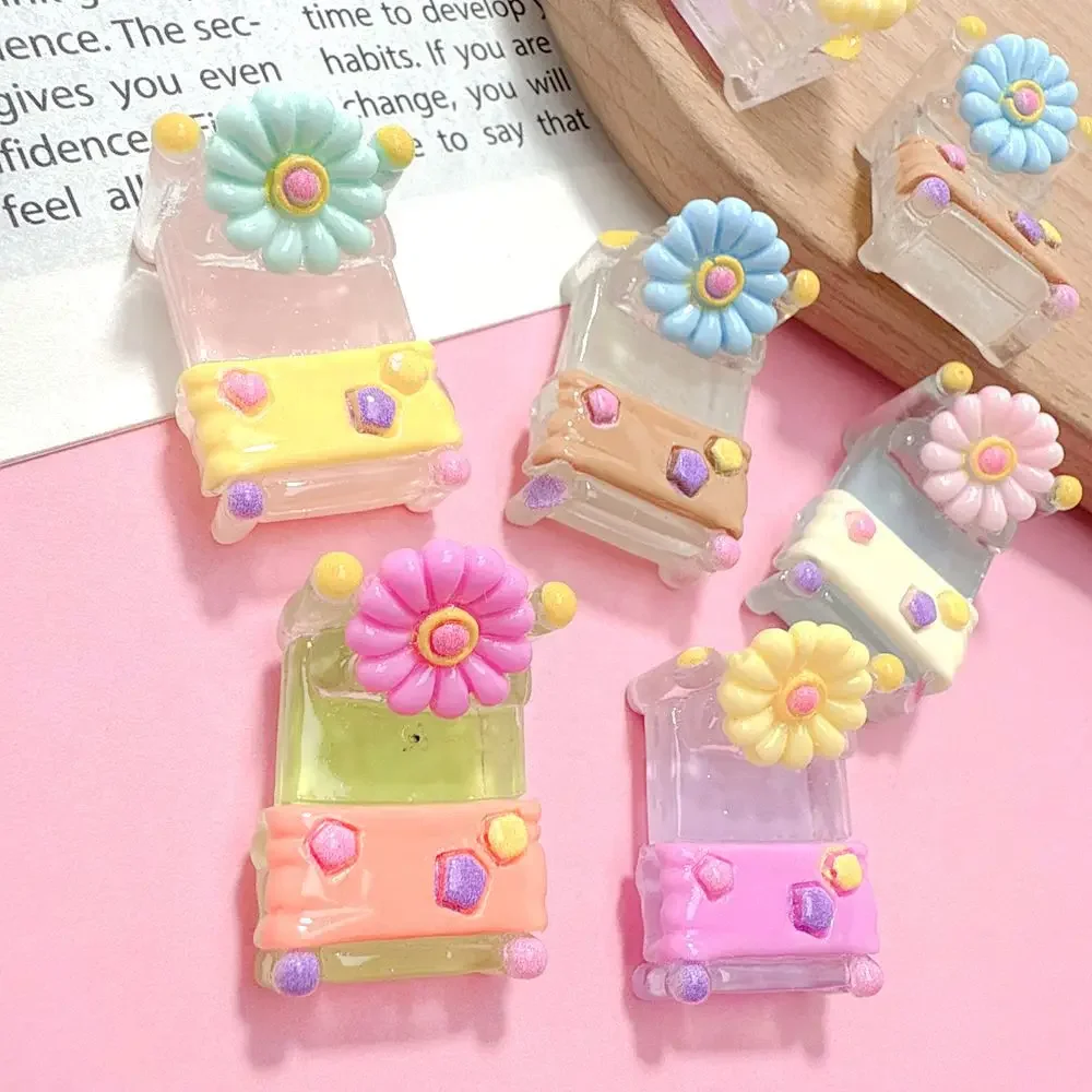 Glow in Dark Flower Bed Transparent Epoxy Resin Cabochons Flatback Charms, DIY Scrapbooking Decor, Phone Case Miniature Pendant