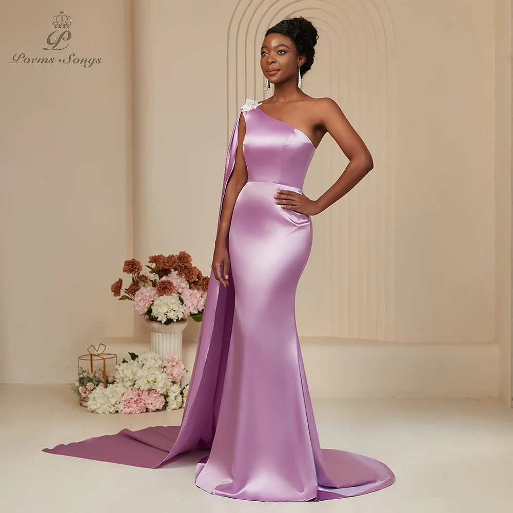 

PoemsSongs Elegant Purple Mermaid Gown One-Shoulder Smooth Hemline vestidos de gala Formal Occasions Bespoke Occasion Dresses