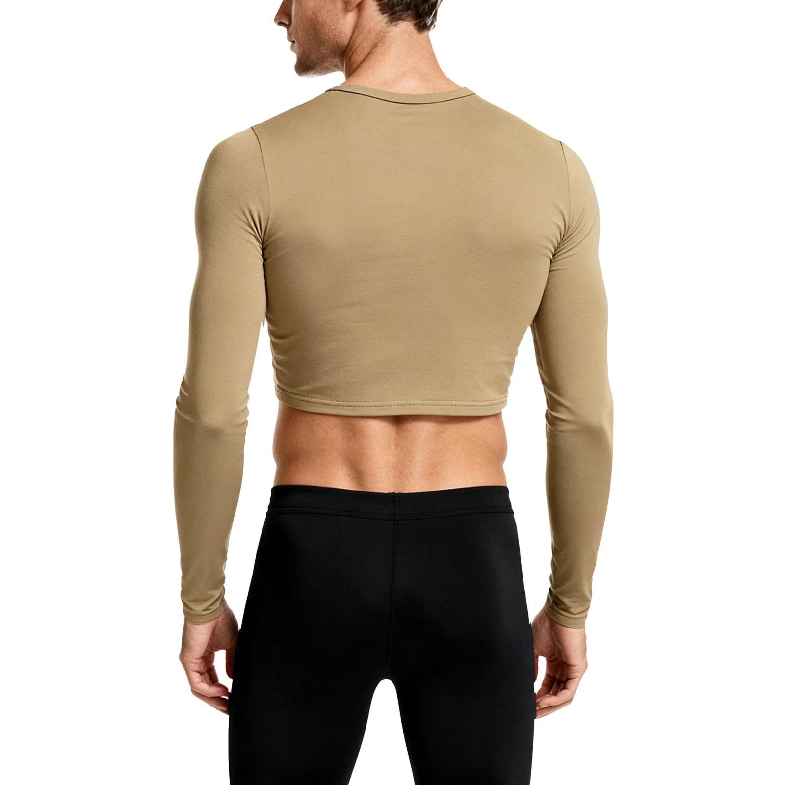 

Мужские повседневные спортивные укороченные топы для тренировок, пуловер с длинными рукавами, однотонная футболка для тренировок, топы для танцев с мышцами