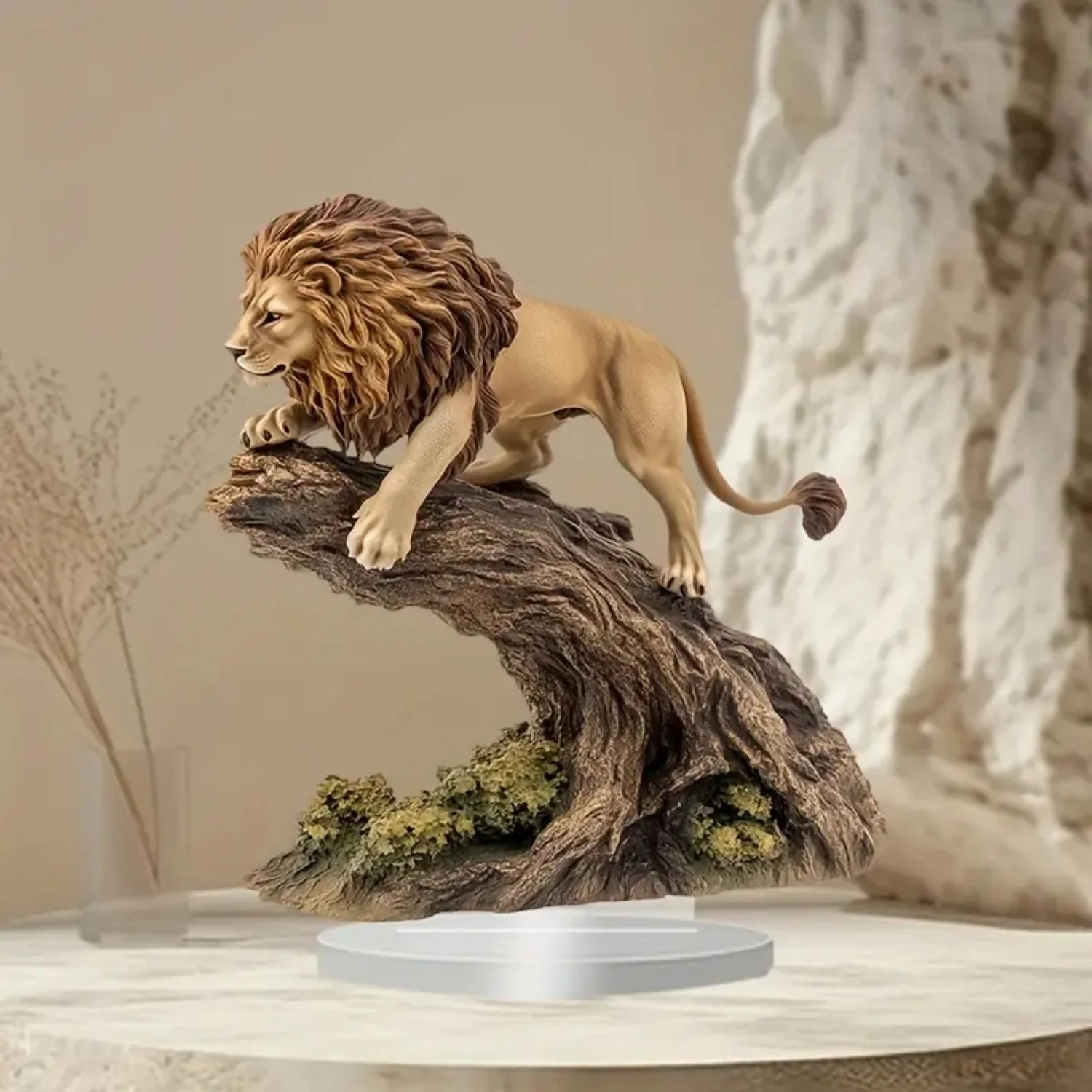 Male Lion Statue,2D Flat Animals Acrylic Figurine,Home,Office,Cafe,room,display Case,Table Ornament Desktop Decor Kit Gift