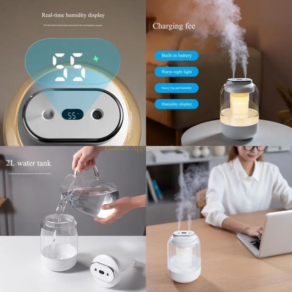 

D0AB Personally Small Oil Mists Maker with LED Light Quiet Portable Car Humidifier