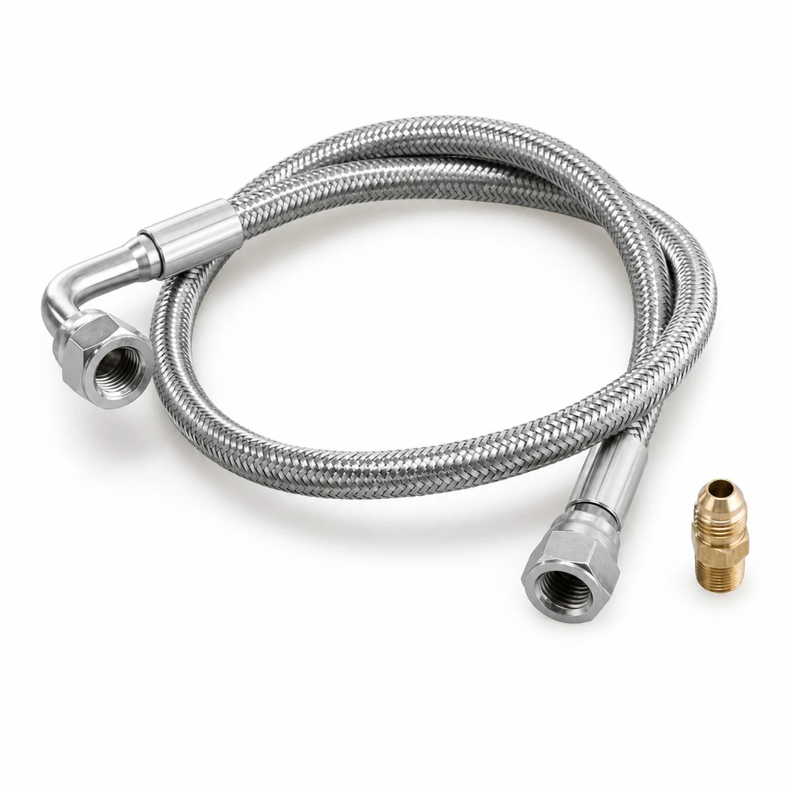 AN4 1/8NPT Turbo Oil Feed Line Kit Oil Return Line Oil Drain Line Kit Replacement For T3/T4 Turbocharge 90 Degree Full Size