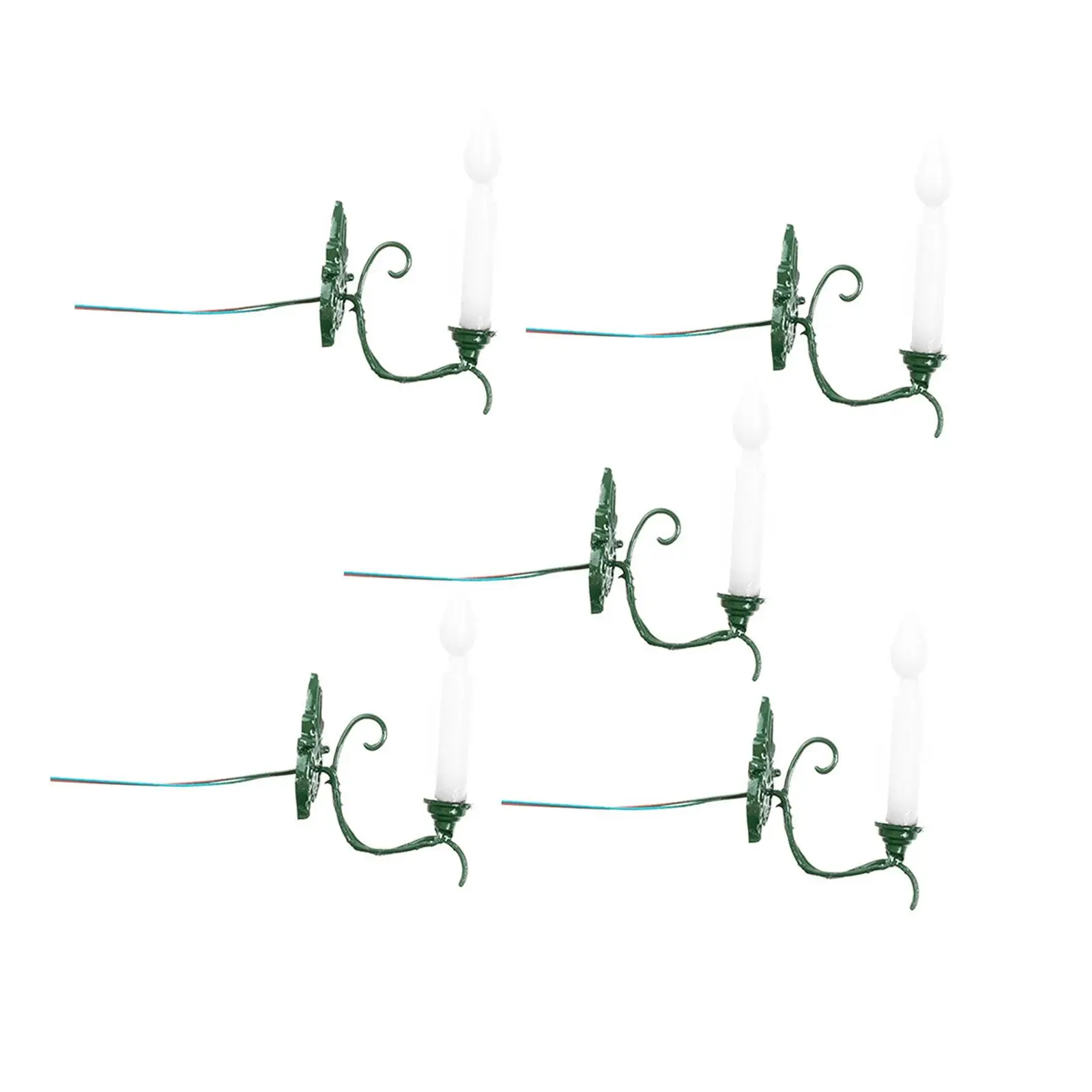 5x 1:87 schaal wandlamp DIY lay-out accessoires miniatuur LED wandkandelaars