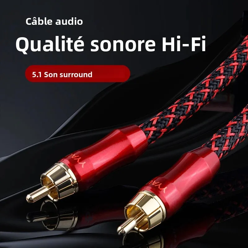 YYAUDIO 4N OFC 75ohm Hifi numérique Coaxial Audio vidéo câble Rca haut de gamme RCA vers RCA mâle caisson de basses câble Audio 1m 2m 3m 5m 8m 10m