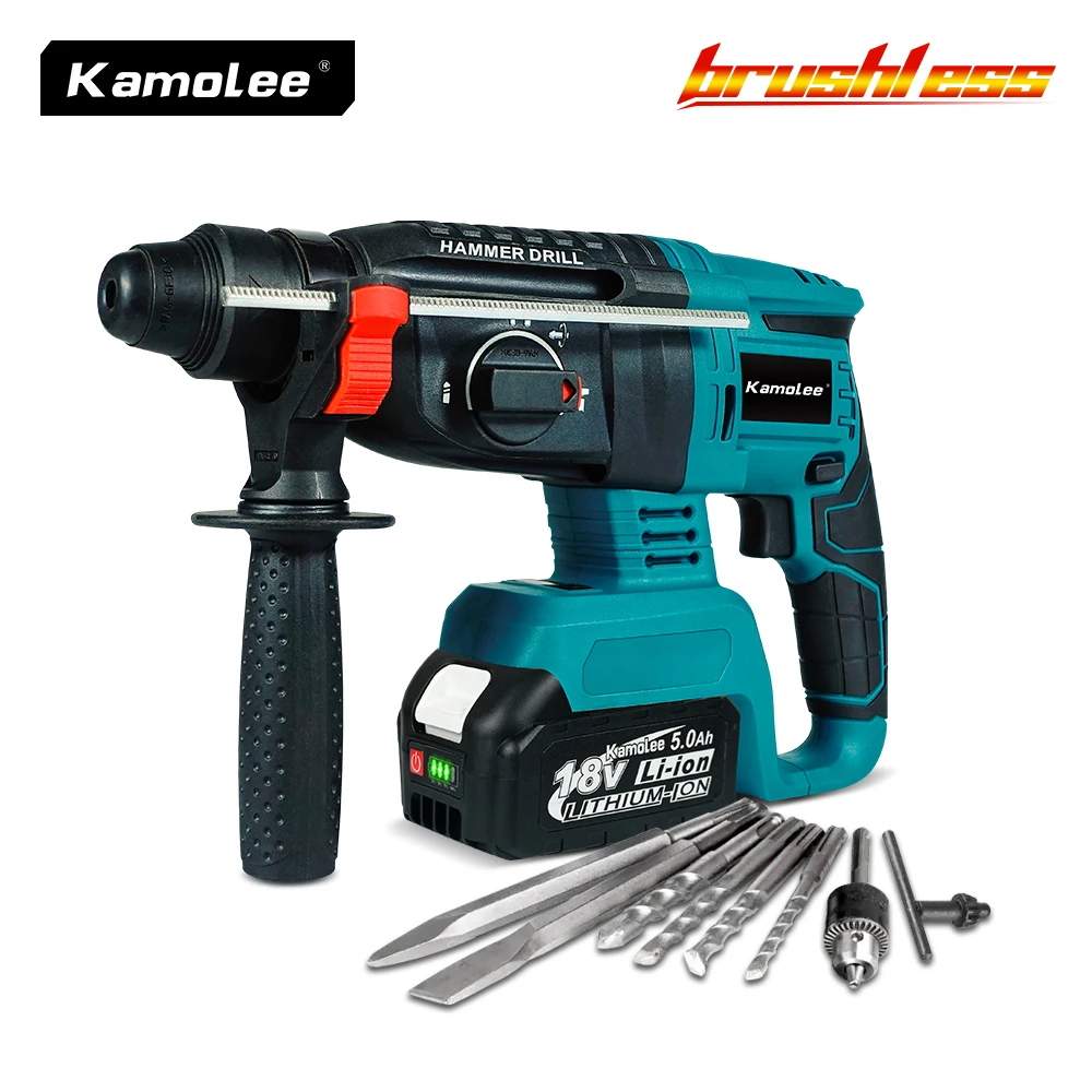 Kamolee 2000 Вт 10600IPM Бесщеточная аккумуляторная ударная дрель Перезаряжаемая электрическая ударная дрель для аккумулятора 18 В/21 В