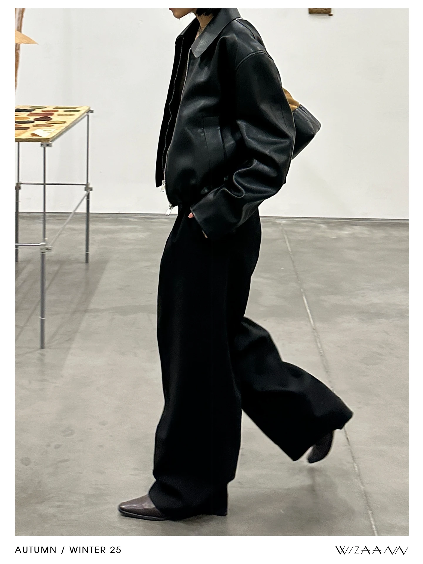 WizAann Early Autumn Casual Modern Retro Flared Slim Straight Leg Suit Pants Women's High Waist Zipper Closure Polyester Blend