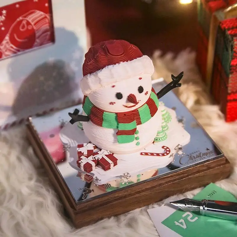 Zeitkalender 2027 Tischkalender 3D Abreißkalender Papierschnitzkunst Notizblock Weihnachts-Tischdekoration – Detail 3