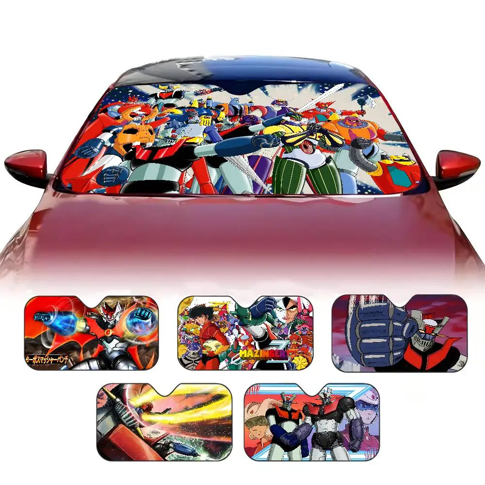 Anime Mazinger Z Car Solar Protection Heated Windshield Sunshade Car Window Windscreen Cover Sun Shade Auto Sun Visor